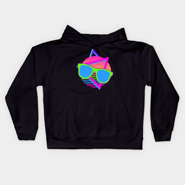 80s Synthwave Shirt | Sunglasses Geometric Gift Kids Hoodie by Gawkclothing